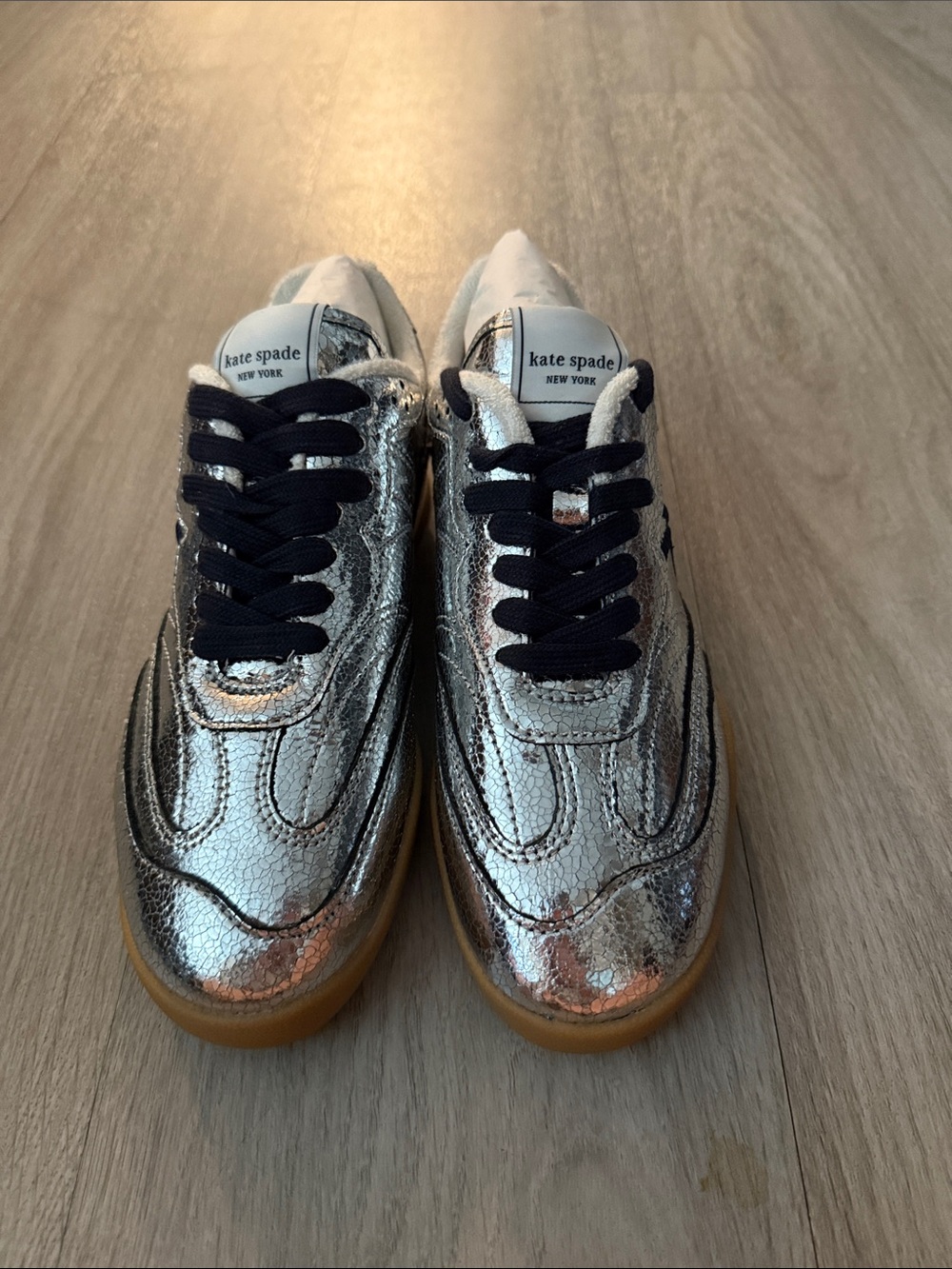 Kate Spade Silver Metallic Sneakers